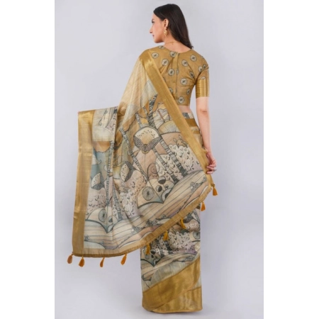 Generic Women's Polyester Printed Ready To Wear Saree With Unstitched Blouse 5.5 Mtr (Gold) Generic Women's Polyester Printed Ready To Wear Saree With Unstitched Blouse 5.5 Mtr (Gold)