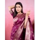 Generic Women's Banarasi Silk Printed Saree With Unstitched Blouse 5.5Mtr (Wine)