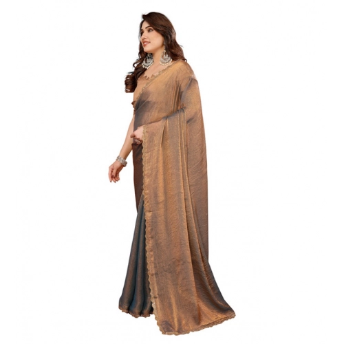 Women's Georgette Printed Saree With Unstitched Blouse 5.5Mtr (Brown)