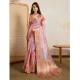 Generic Women's Viscose Printed Saree With Unstitched Blouse 5.5Mtr (Peach)