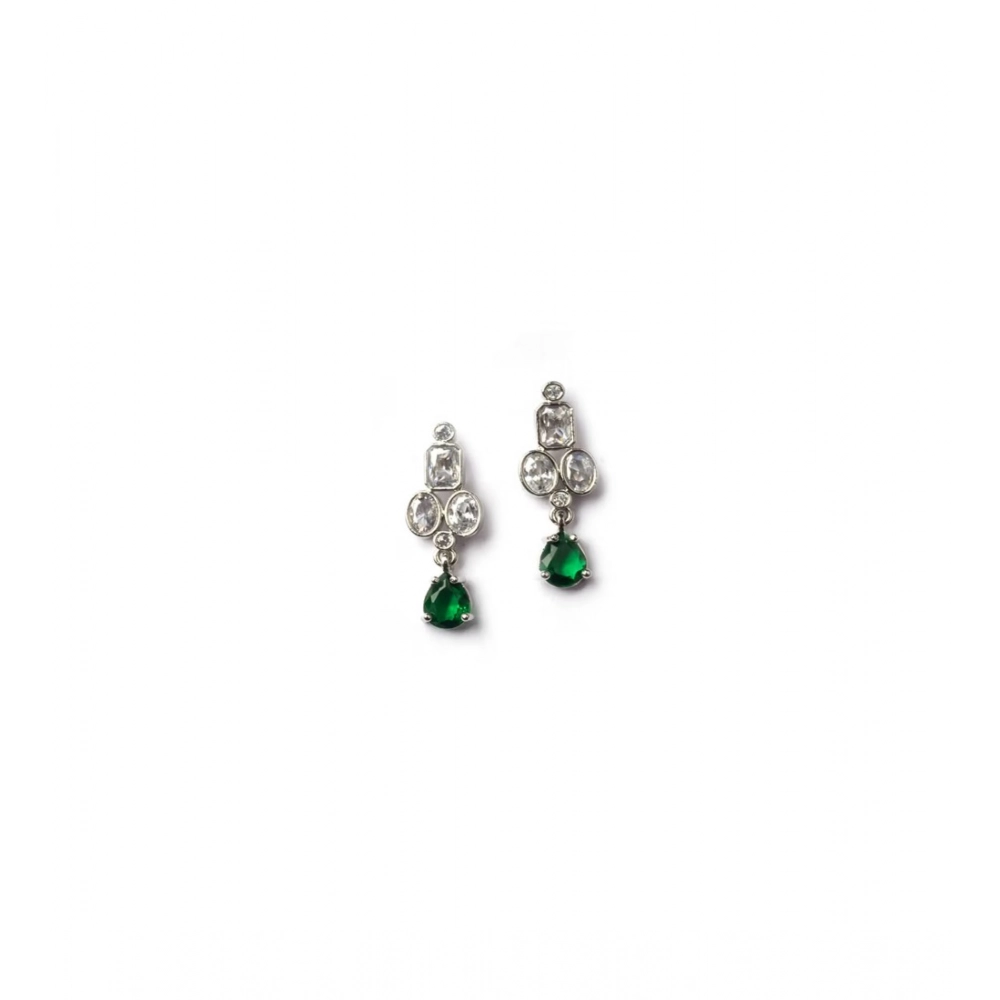 Generic Women's Brass Silver Plated Necklace set (Green) Generic Women's Brass Silver Plated Necklace set (Green)