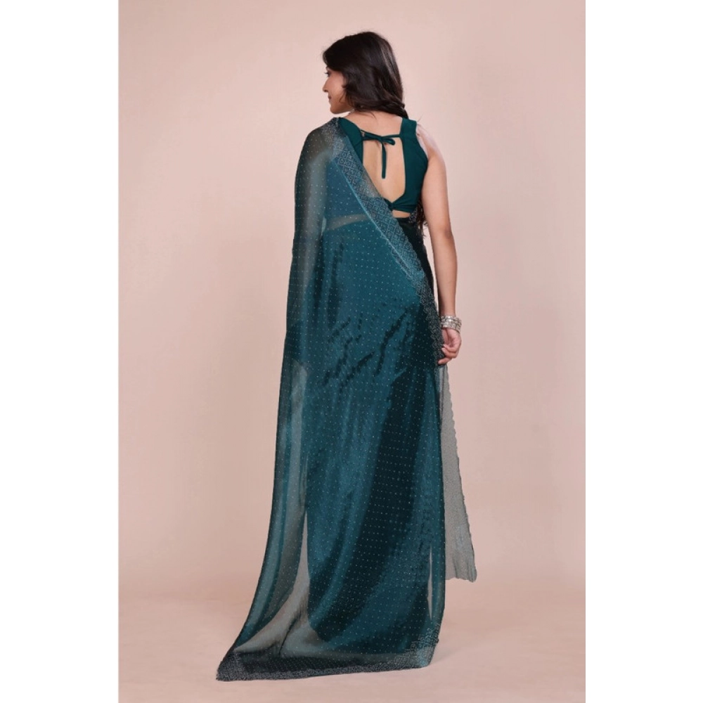 Generic Women's Jimmy choo Embellished Bollywood Saree With Unstitched Blouse 5.5Mtr (Green) Generic Women's Jimmy choo Embellished Bollywood Saree With Unstitched Blouse 5.5Mtr (Green)