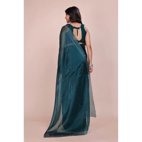 Women's Jimmy choo Embellished Bollywood Saree With Unstitched Blouse 5.5Mtr (Green) Women's Jimmy choo Embellished Bollywood Saree With Unstitched Blouse 5.5Mtr (Green)