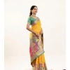 Generic Women's Faux_Banarasi Woven Motifs Saree With Unstitched Blouse 5.5Mtr (Yellow)