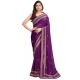 Generic Women's Vichitra Silk Embroidery Work Saree With Unstitched Blouse 5.5Mtr (Wine)