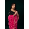 Generic Women's Net Sequence Saree With Unstitched Blouse 5.5Mtr (Pink)
