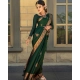 Generic Women's Soft Lichi Silk Printed Saree With Unstitched Blouse 5.5Mtr (Green)