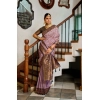 Generic Women's Silk Blend Booti Work Ready to wear Saree With Unstitched Blouse 5.5Mtr (Lavender)