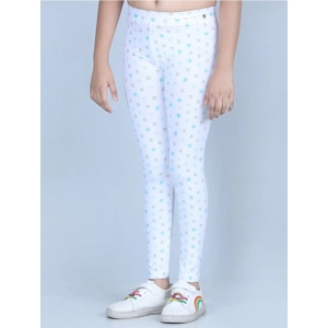 Generic Girl's Cotton Lycra Printed Elasticated Leggings (White)