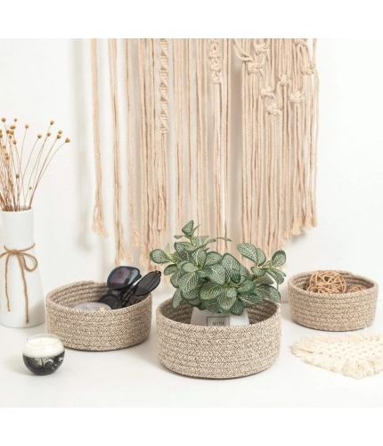 Generic Cotton 8x3 Inch Kidi Round 3 Set Bedside Organizer With Out Lid (Kidi)