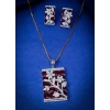 Generic Women's Brass Silver Plated Pendant Set (Red)