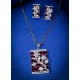 Generic Women's Brass Silver Plated Pendant Set (Red) Generic Women's Brass Silver Plated Pendant Set (Red)