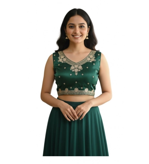 Generic Women's Zimmi Choo Embroidered V-Neck Padded Blouse (Green 38 Ready (Self Alterable 36–40)