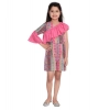 Generic Girl's Cotton &amp; Polyester Printed 3/4th Sleeves Dress (Pink)