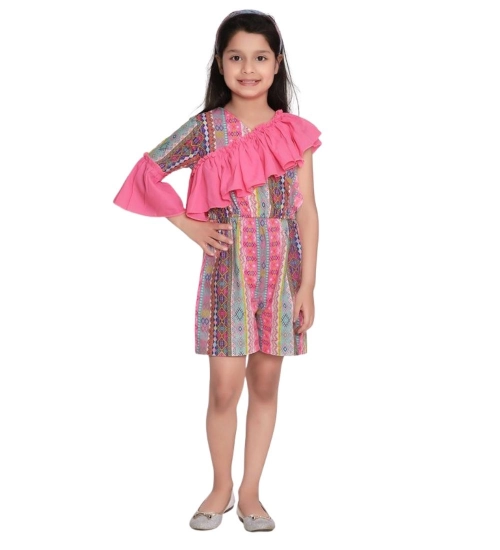 Generic Girl's Cotton & Polyester Printed 3/4th Sleeves Dress (Pink) Generic Girl's Cotton & Polyester Printed 3/4th Sleeves Dress (Pink)