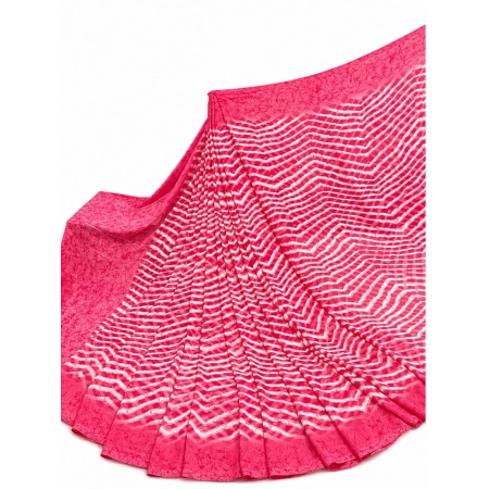 Generic Women's Georgette Printed Saree With Unstitched Blouse 5.5Mtr (Pink)
