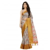 Generic Women's Cotton Silk Floral Printed Saree With Unstitched Blouse 5.5Mtr (Lavender)