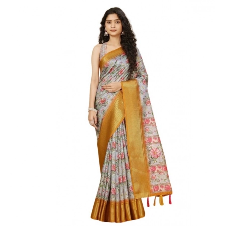 Generic Women's Cotton Silk Floral Printed Saree With Unstitched Blouse 5.5Mtr (Lavender) Generic Women's Cotton Silk Floral Printed Saree With Unstitched Blouse 5.5Mtr (Lavender)