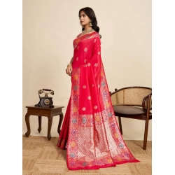 Generic Women's Faux_Banarasi_Silk Woven Saree With Unstitched Blouse 5.5Mtr (Red)
