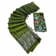 Generic Women's Georgette Striped Saree With Unstitched Blouse 5.5Mtr (Olive Green)
