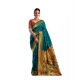 Generic Women's Silk Blend Woven Saree With Unstitched Blouse 5.5 Mtr (Teal)