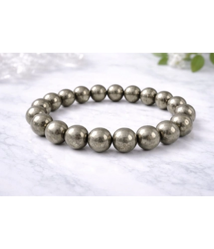Generic Natural Crystal 8mm Pyrite Bracelet  (Grey)