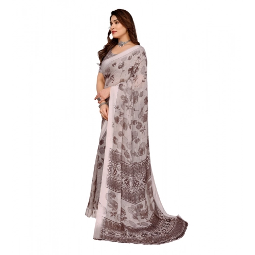 Women's Georgette Printed Saree With Unstitched Blouse 5.5Mtr (Grey) Women's Georgette Printed Saree With Unstitched Blouse 5.5Mtr (Grey)