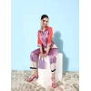 Generic Women's Satin Colour Block Long Sleeves Co-Ord Set (Multicolor)