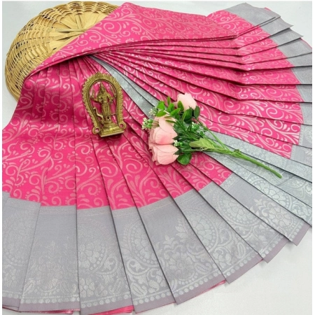 Generic Women's Soft Silk Printed Saree With Unstitched Blouse 5.5Mtr (Mejentha)