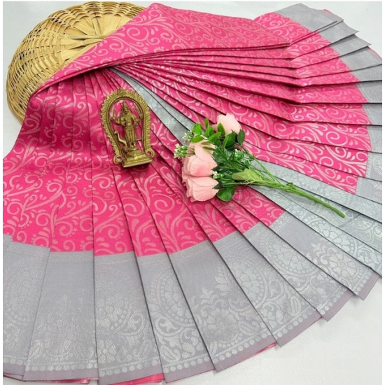 Generic Women's Soft Silk Printed Saree With Unstitched Blouse 5.5Mtr (Mejentha)