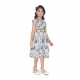 Generic Girl's Popcorn Printed Sleeve Less Round Neck Dress (Brown)