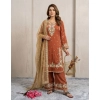 Generic Women's Silk Embroidered 3/4th Sleeve Round Kurti With Palazzo Pant and Dupatta Set (Orange) Generic Women's Silk Embroidered 3/4th Sleeve Round Kurti With Palazzo Pant and Dupatta Set (Orange)