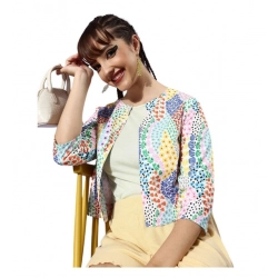 Generic Women's Polyester Floral 3-4th Sleeves Shrug (Multicolor)