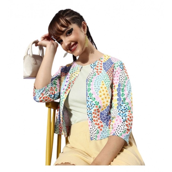 Generic Women's Polyester Floral 3-4th Sleeves Shrug (Multicolor) Generic Women's Polyester Floral 3-4th Sleeves Shrug (Multicolor)
