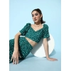 Generic Women's Polyester Floral Short Sleeve Co-Ord Set (Green)
