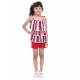 Generic Girl's Polyester Crepe Striped Tie Ups Shorts Set (Multicolor)