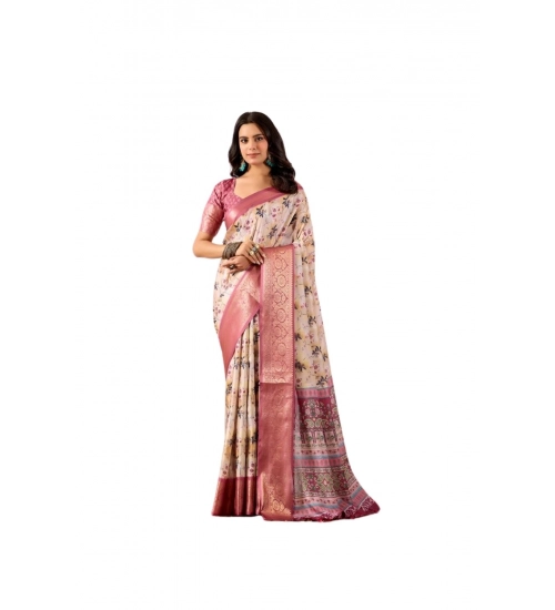 Generic Women's Faux_Banarasi_Silk Woven Saree With Unstitched Blouse 5.5Mtr (Beige)