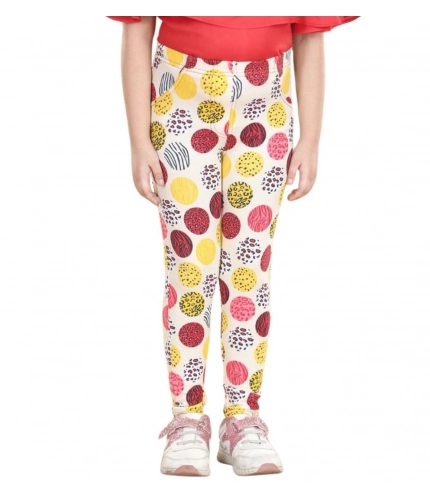 Generic Girl's Cotton Lycra Floral Elasticated Jeggings (Multicolor)