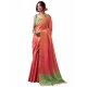 Generic Women's Tissue Silk Solid Saree With Unstitched Blouse 5.5Mtr (Peach)