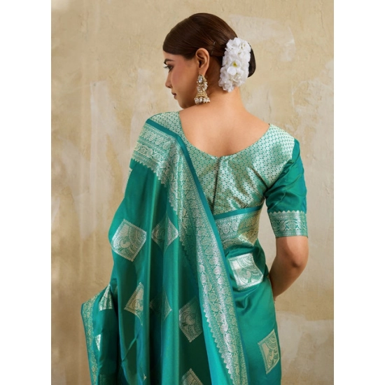 Generic Women's Silk Blend Printed Saree With Unstitched Blouse 5.5Mtr (Sea Green) Generic Women's Silk Blend Printed Saree With Unstitched Blouse 5.5Mtr (Sea Green)