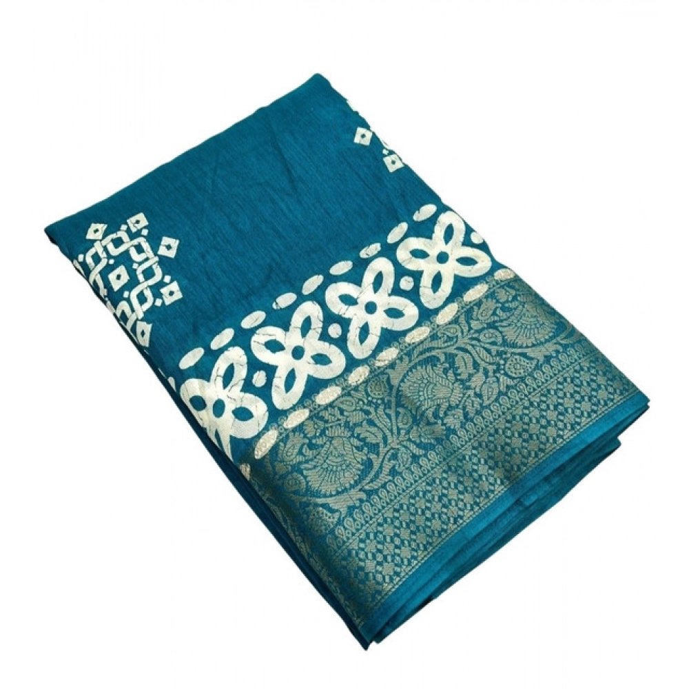 Generic Women's Cotton Silk Printed Saree With Unstitched Blouse 5.5Mtr (Rama) Generic Women's Cotton Silk Printed Saree With Unstitched Blouse 5.5Mtr (Rama)