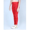 Generic Girl's Cotton Lycra Printed Elasticated Leggings (Red) Generic Girl's Cotton Lycra Printed Elasticated Leggings (Red)
