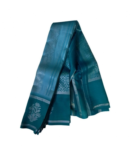 Generic Women's Soft Silk Wooven Saree With Unstitched Blouse 5.5Mtr (Teal Blue)