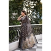 Generic Women's Faux_Tussar_Silk Geometric_Print Saree With Unstitched Blouse 5.5Mtr (Black)