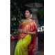 Generic Women's Litchi silk Printed Saree With Unstitched Blouse (Green)