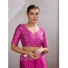 Generic Women's Satin Crepe Printed Saree With Unstitched Blouse 5.5Mtr (Pink)