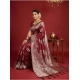 Generic Women's Silk Blend Printed Saree With Unstitched Blouse 5.5Mtr (Maroon)