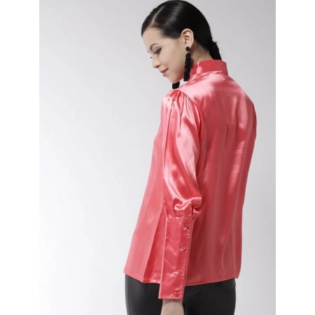 Generic Women's Polyester Solid Long Sleeves Top (Coral) Generic Women's Polyester Solid Long Sleeves Top (Coral)