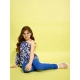 Generic Girl's Polyester Floral One Shoulder Jeggings Set (Blue) Generic Girl's Polyester Floral One Shoulder Jeggings Set (Blue)