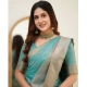 Generic Women's Soft Litchi Silk Jacquard Work Saree With Unstitched Blouse 5.5Mtr (Light Blue)
